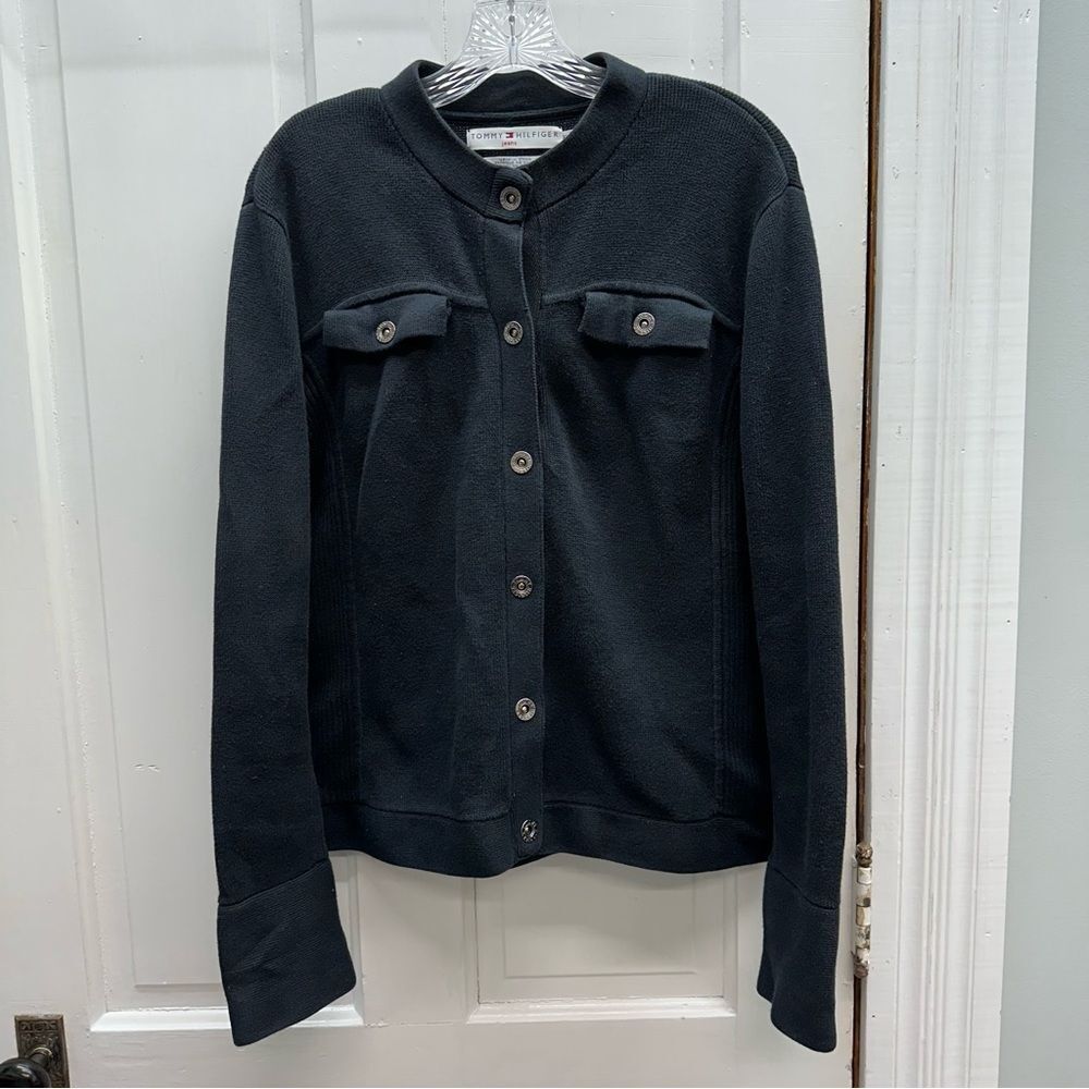 Tommy Hilfiger black snap up cardigan women's xl heavy‎ weight